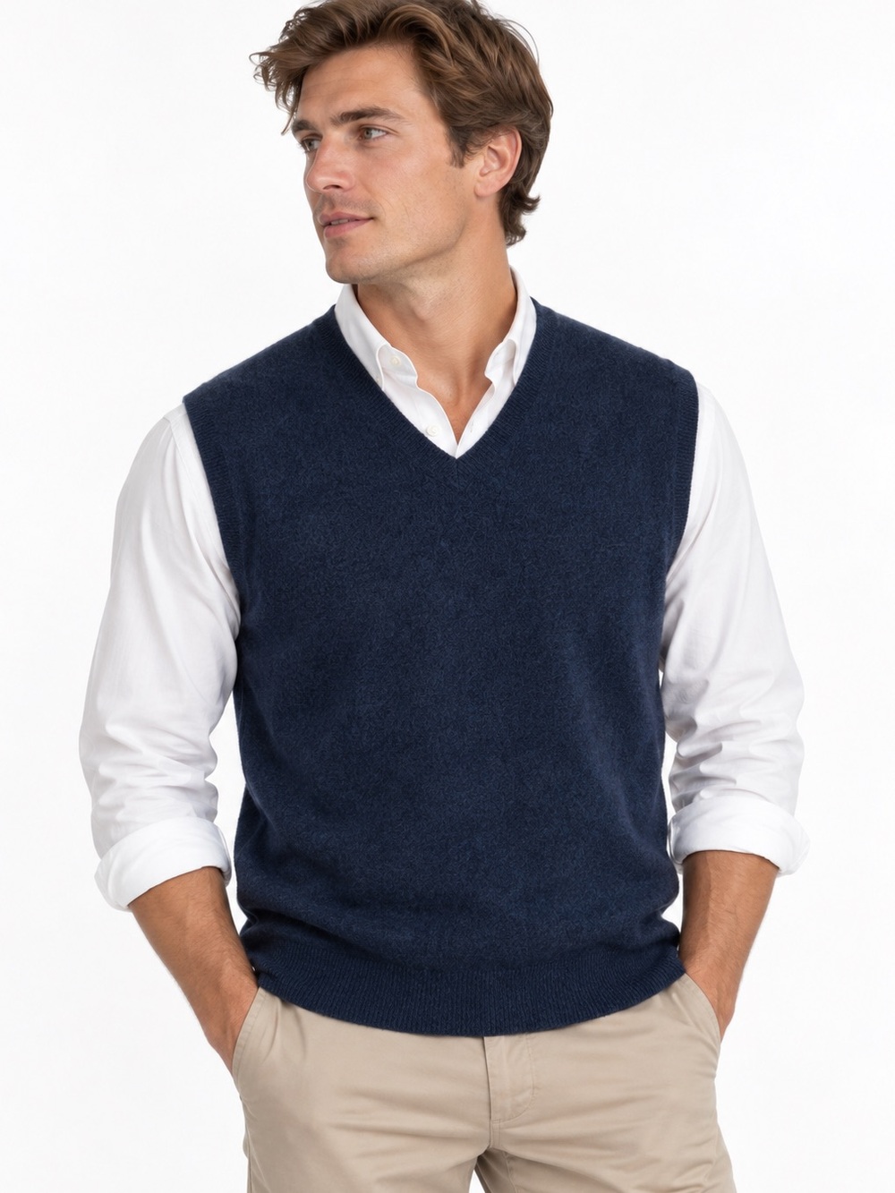 S.P.A. Tasso Elba Men’s 100% Cashmere Sweater Vest Navy Blue Size L